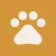 The Pawpy app icon, a cream paw print on an amber square